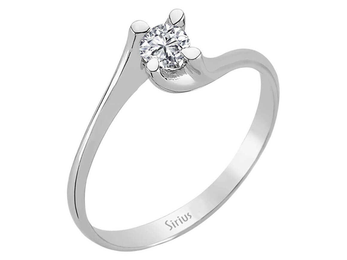 Schlichter Solitär-Ring mit einem rund geschliffenen laborgezüchteten Diamanten, 0,19 ct, in 14K Weißgold