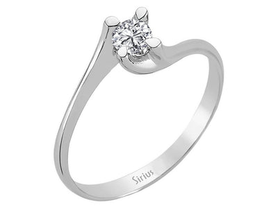 Schlichter Solitär-Ring mit einem rund geschliffenen laborgezüchteten Diamanten, 0,19 ct, in 14K Weißgold