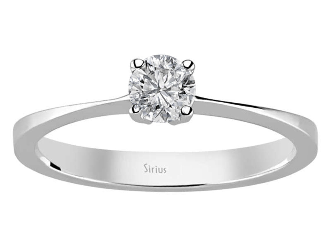Bague solitaire épurée ornée d’un diamant rond de laboratoire de 0,30 ct en Or Blanc 14 carats – Bijoux haut de gamme de Rosy Lab Diamonds