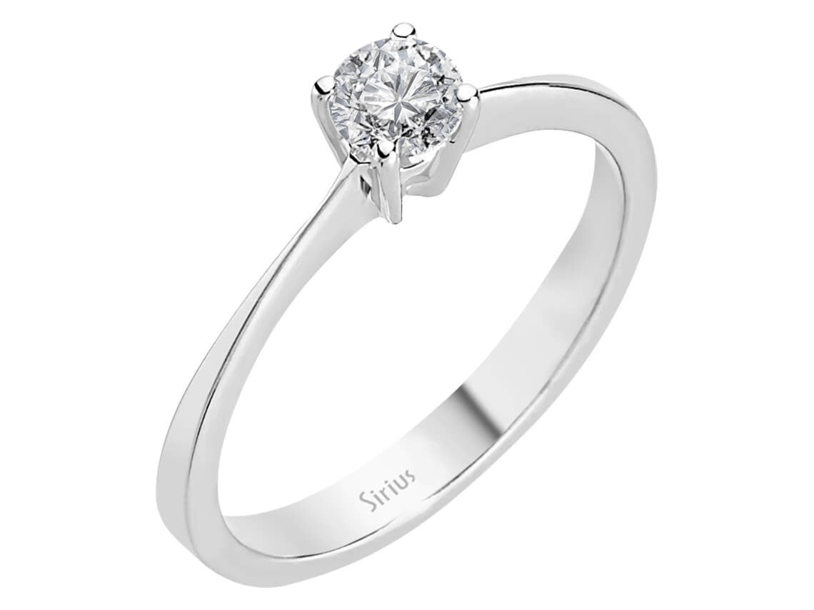 Bague solitaire épurée ornée d’un diamant rond de laboratoire de 0,30 ct en Or Blanc 14 carats – Bijoux haut de gamme de Rosy Lab Diamonds
