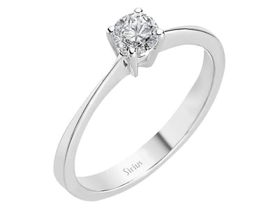 Schlichter Solitär-Ring mit 0,30 ct rundem laborgezüchtetem Diamanten in 14K Weißgold