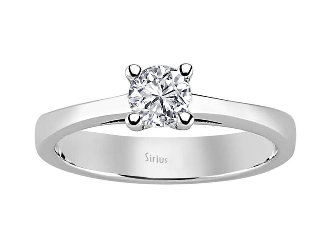 Bague solitaire éclatante avec un diamant rond de laboratoire de 0,47 ct en Or Blanc 14 carats – Bijoux haut de gamme de Rosy Lab Diamonds