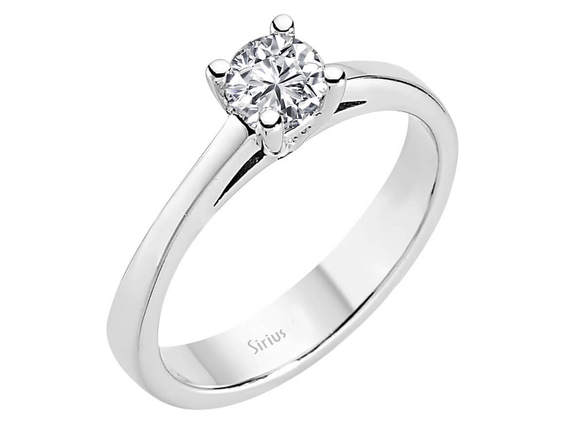 Bague solitaire éclatante avec un diamant rond de laboratoire de 0,47 ct en Or Blanc 14 carats – Bijoux haut de gamme de Rosy Lab Diamonds