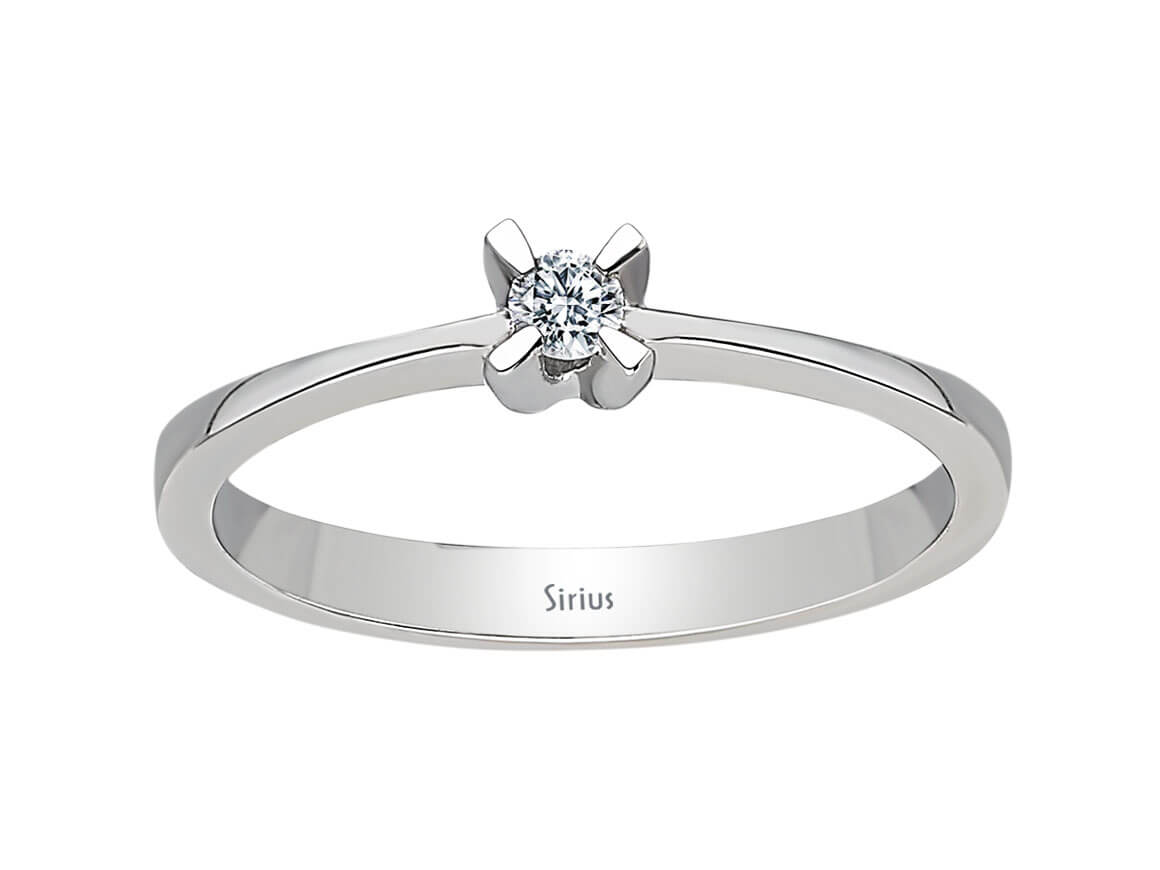 Zarter Solitär-Ring mit 0,07 ct rundem laborgezüchtetem Diamanten in 8K Weißgold