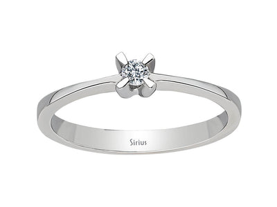 Zarter Solitär-Ring mit 0,07 ct rundem laborgezüchtetem Diamanten in 8K Weißgold