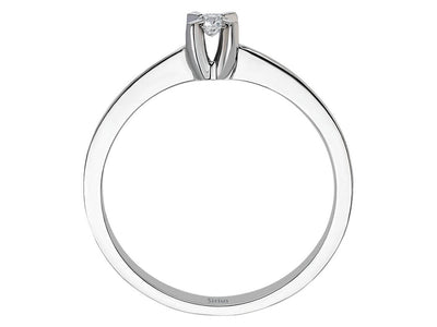 Zarter Solitär-Ring mit 0,07 ct rundem laborgezüchtetem Diamanten in 8K Weißgold