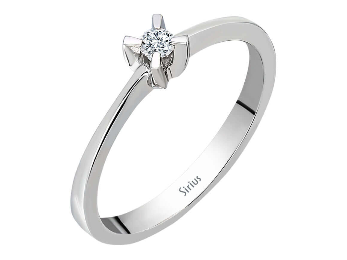 Zarter Solitär-Ring mit 0,07 ct rundem laborgezüchtetem Diamanten in 8K Weißgold