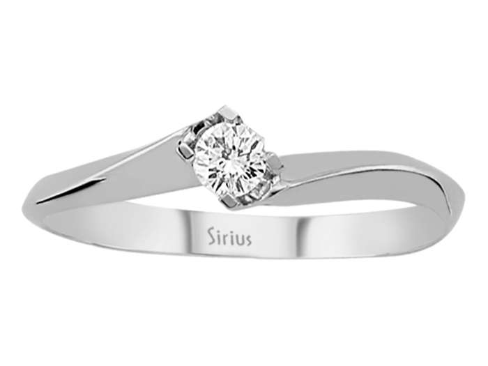 Zarter Solitär-Ring mit 0,13 ct rundem laborgezüchtetem Diamanten in 8K Weißgold