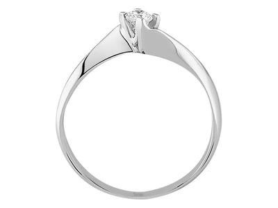 Zarter Solitär-Ring mit 0,13 ct rundem laborgezüchtetem Diamanten in 8K Weißgold