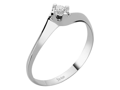 Zarter Solitär-Ring mit 0,13 ct rundem laborgezüchtetem Diamanten in 8K Weißgold