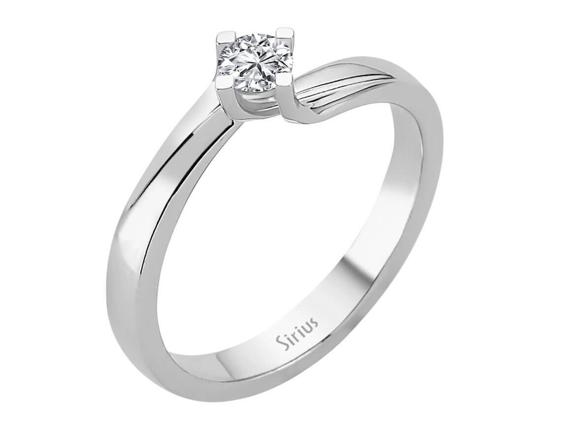 Moderner Solitär-Ring mit 0,18 ct rundem laborgezüchtetem Diamanten in 14K Weißgold