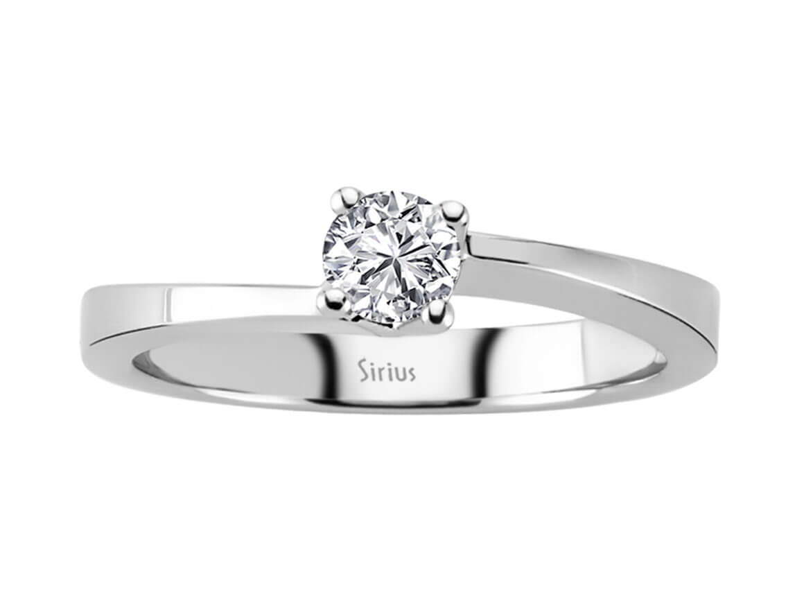 Klassischer Solitär-Ring mit rundem laborgezüchtetem Diamanten 0,30 Karat in 14K Weißgold