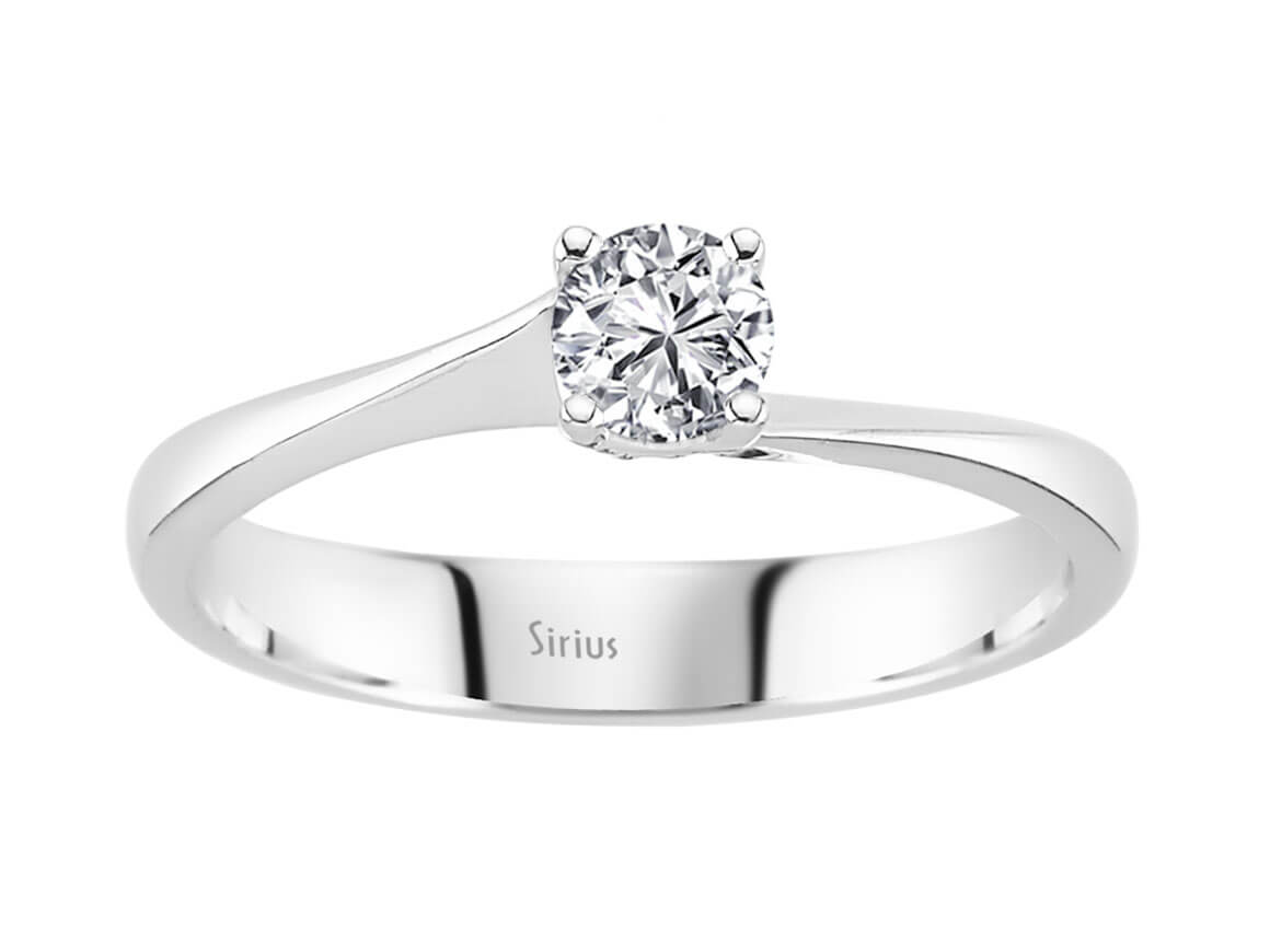 Élégante bague solitaire ornée d’un diamant de laboratoire rond de 0,30 ct en Or Blanc 14 carats – Bijoux haut de gamme de Rosy Lab Diamonds