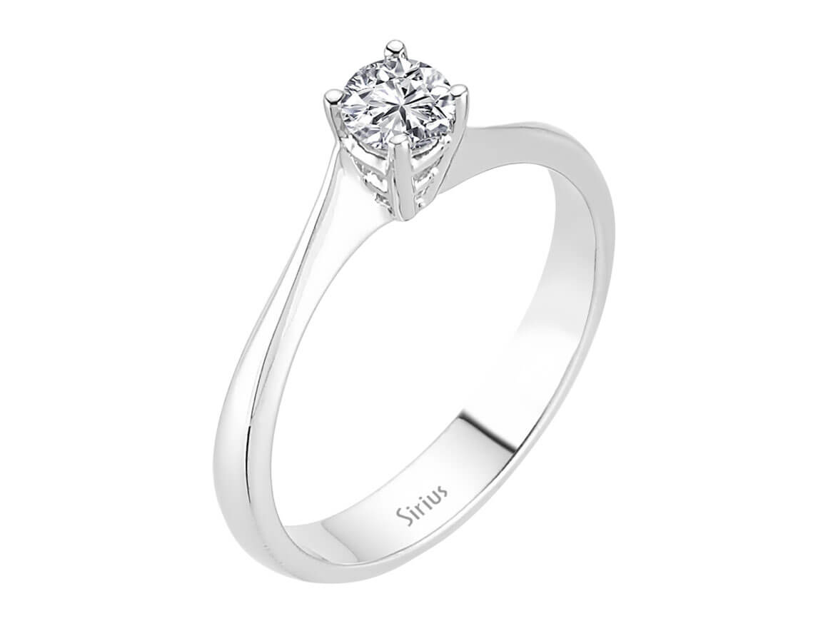 Élégante bague solitaire ornée d’un diamant de laboratoire rond de 0,30 ct en Or Blanc 14 carats – Bijoux haut de gamme de Rosy Lab Diamonds