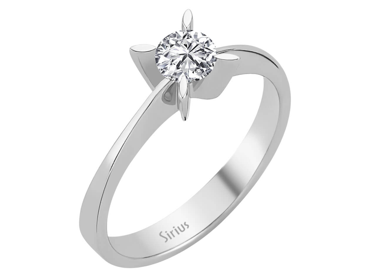 Weißgold Solitärring mit 1 rundem Diamanten 0,39 Karat – 14K