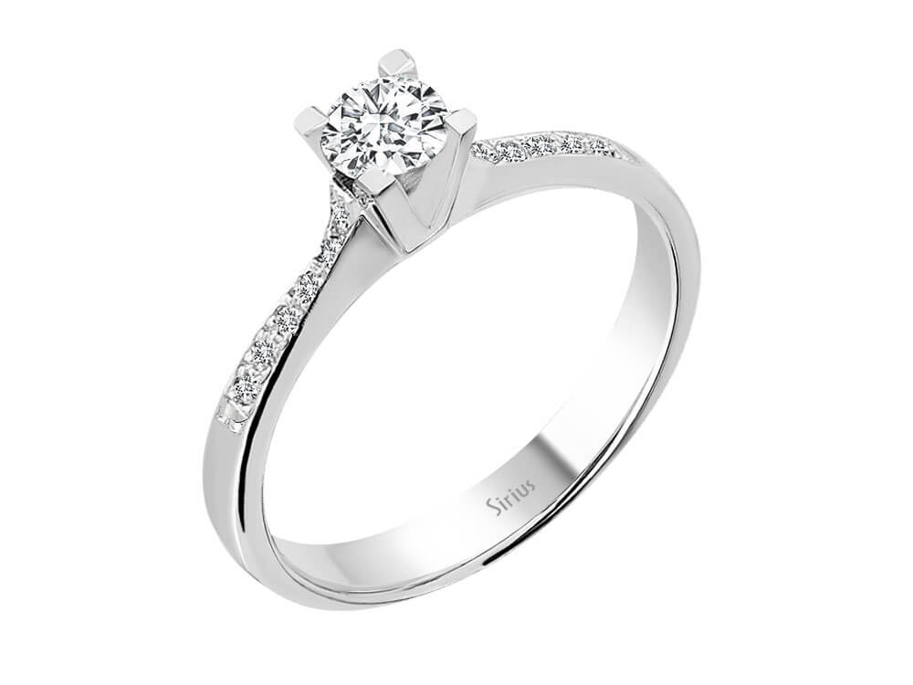 Weißgold Solitärring mit 1 Diamant 0,30 ct & 12 Diamanten 0,06 ct - 14K - 04R0072 - hochwertiger Schmuck von Rosy Lab Diamonds