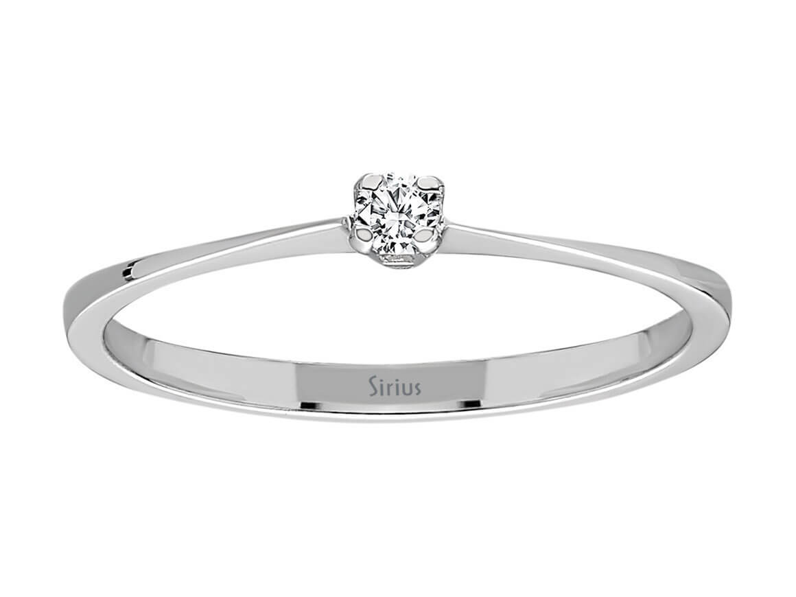 Schlichter 8K Weißgold Solitärring mit 1 Diamant 0,05 Karat