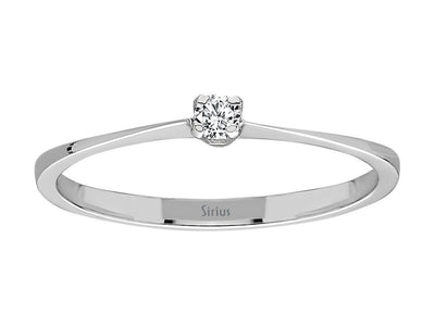Schlichter 8K Weißgold Solitärring mit 1 Diamant 0,05 Karat