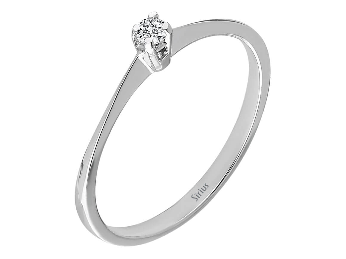 Schlichter 8K Weißgold Solitärring mit 1 Diamant 0,05 Karat