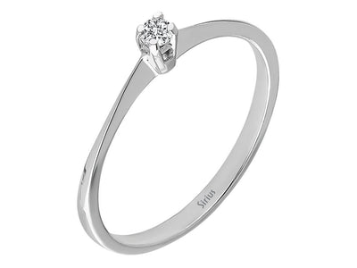 Schlichter 8K Weißgold Solitärring mit 1 Diamant 0,05 Karat
