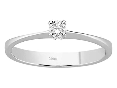 Schlichter 14K Weißgold Solitärring mit 1 Diamant 0,11 Karat