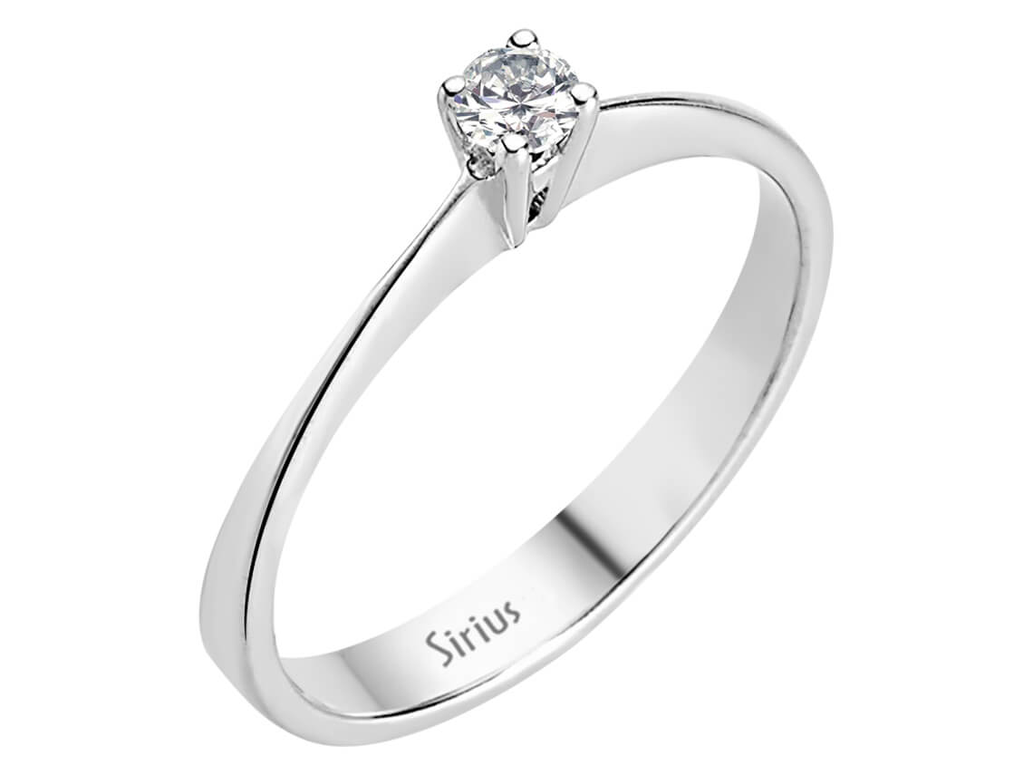 Schlichter 14K Weißgold Solitärring mit 1 Diamant 0,11 Karat