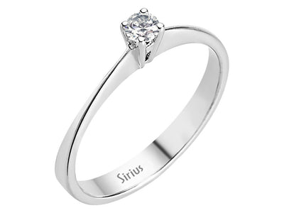 Schlichter 14K Weißgold Solitärring mit 1 Diamant 0,11 Karat