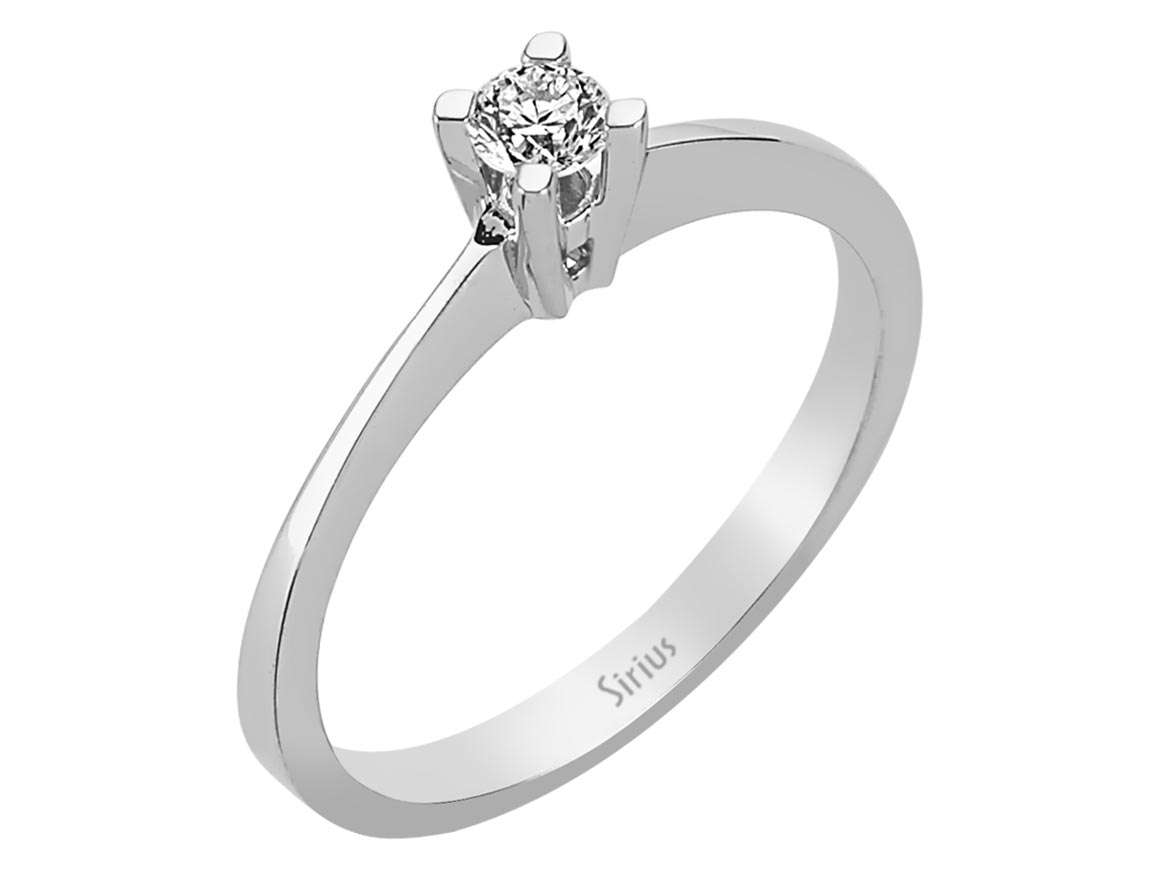 Klassischer Weißgold Solitärring mit lab-grown Diamant