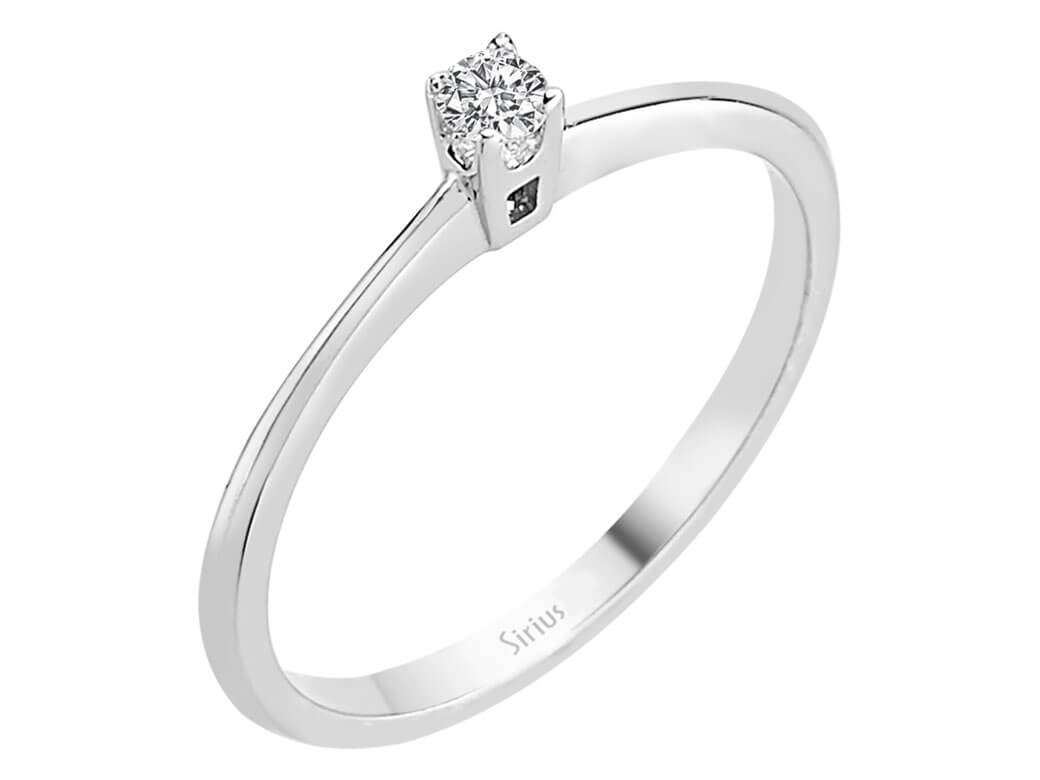 Feiner Weißgold Solitärring mit einem kleinen lab-grown Diamanten