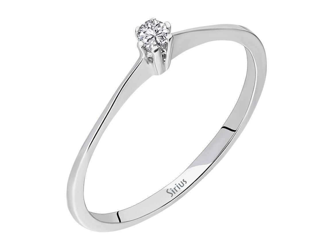 Feiner Weißgold Solitärring mit einem kleinen lab-grown Diamanten
