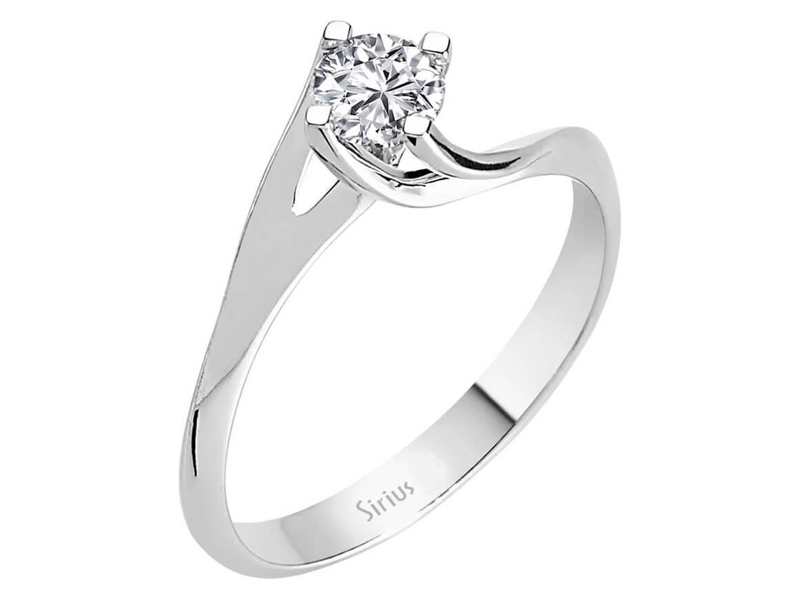 Weißgold Solitärring mit einem lab-grown Diamanten im Rundschliff
