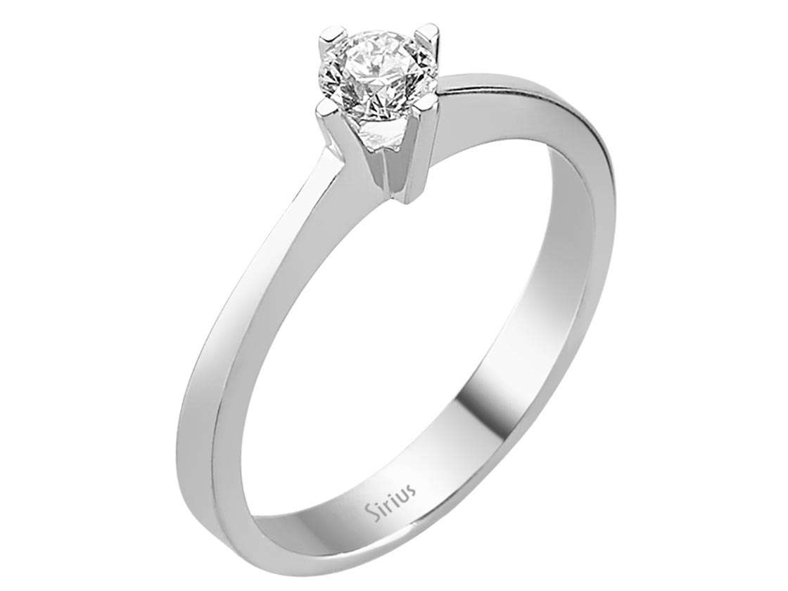 Klassischer Solitärring mit 0,33 Karat Rundschliff Diamant aus 14K Weißgold - hochwertiger Schmuck von Rosy Lab Diamonds
