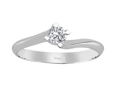 14K Weißgold Ring mit 1 Diamant, rund, 0,22 Karat