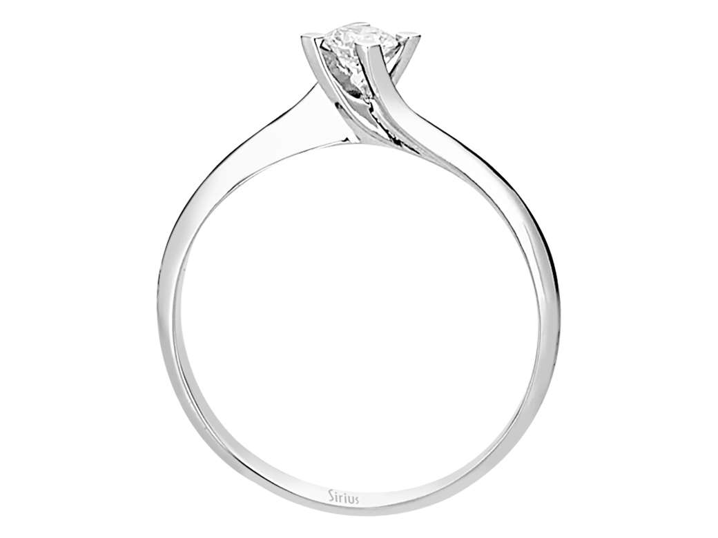 14K Weißgold Ring mit 1 Diamant, rund, 0,22 Karat