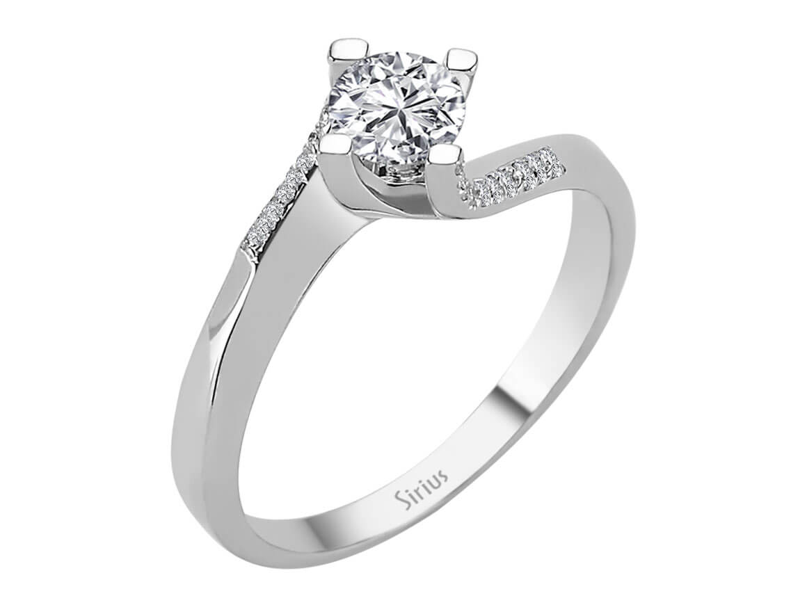 Eleganter 14K Gold Verlobungsring mit 0,41 ct Runddiamant und Pavé-Diamanten