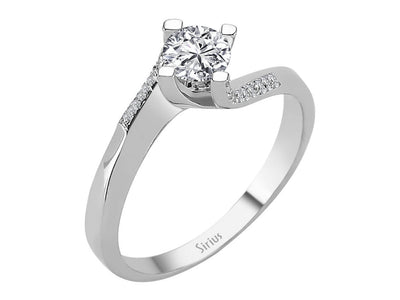 Eleganter 14K Gold Verlobungsring mit 0,41 ct Runddiamant und Pavé-Diamanten
