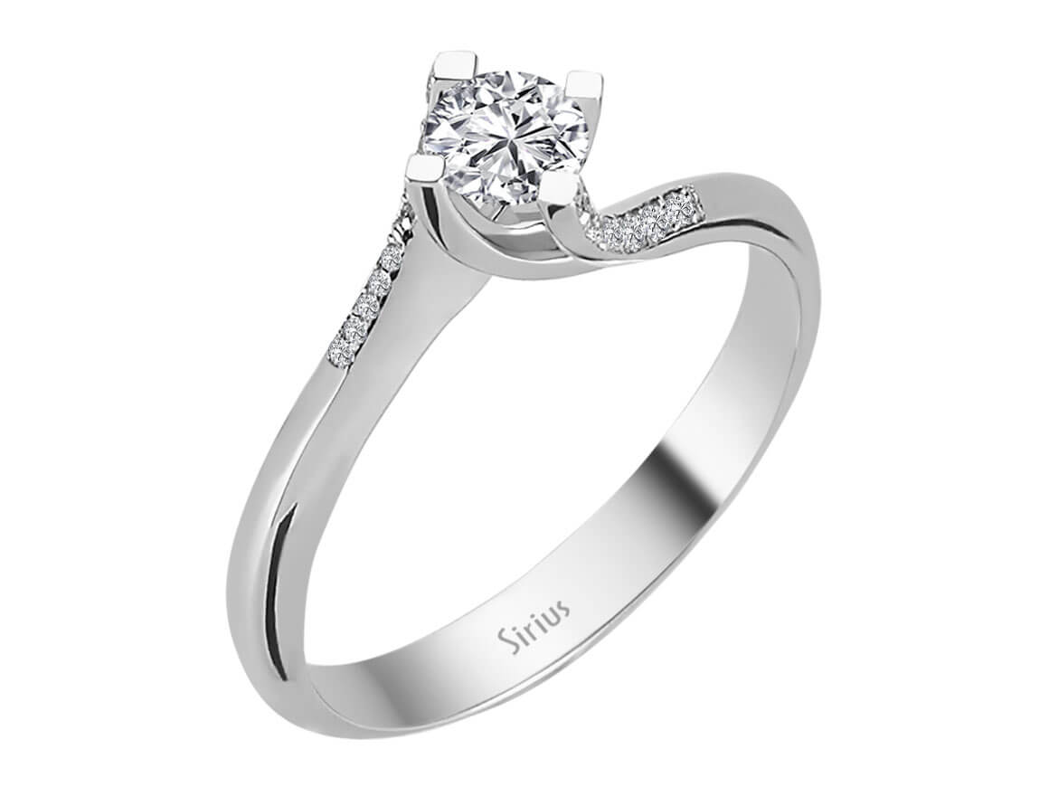 Eleganter 14K Gold Verlobungsring mit 0,29 ct Runddiamant und Pavé-Besatz