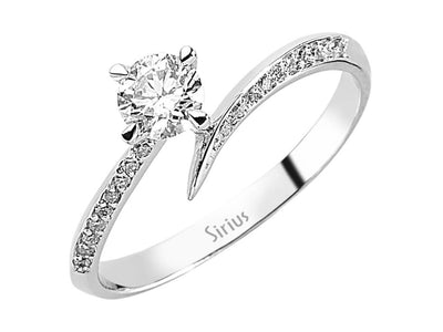 Moderner 14K Gold Verlobungsring mit Runddiamant und Pavé-Besatz