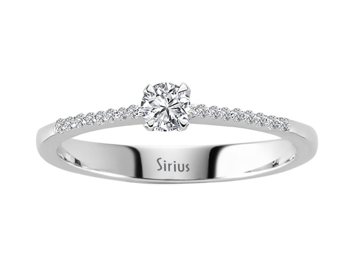 Schlichter Solitär Verlobungsring mit Pavé-Diamanten in 18K Gold