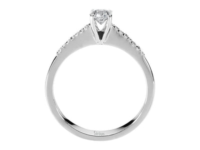 Schlichter Solitär Verlobungsring mit Pavé-Diamanten in 18K Gold