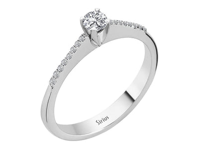 Schlichter Solitär Verlobungsring mit Pavé-Diamanten in 18K Gold