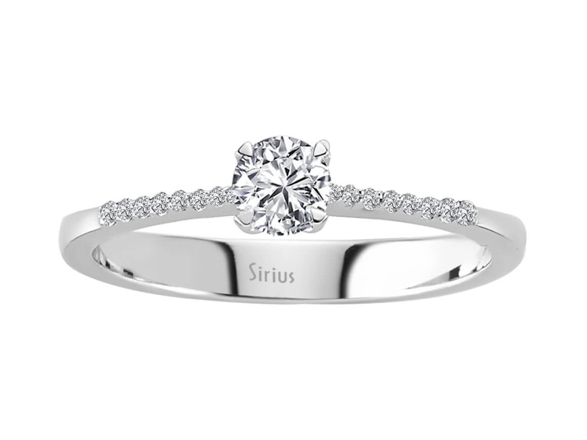 Eleganter 14K Gold Verlobungsring mit 1 Hauptdiamant und Pavé-Diamanten