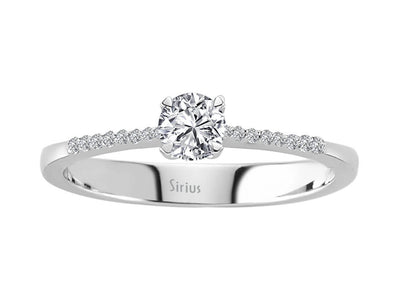 Eleganter 14K Gold Verlobungsring mit 1 Hauptdiamant und Pavé-Diamanten