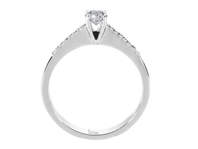 Eleganter 14K Gold Verlobungsring mit 1 Hauptdiamant und Pavé-Diamanten