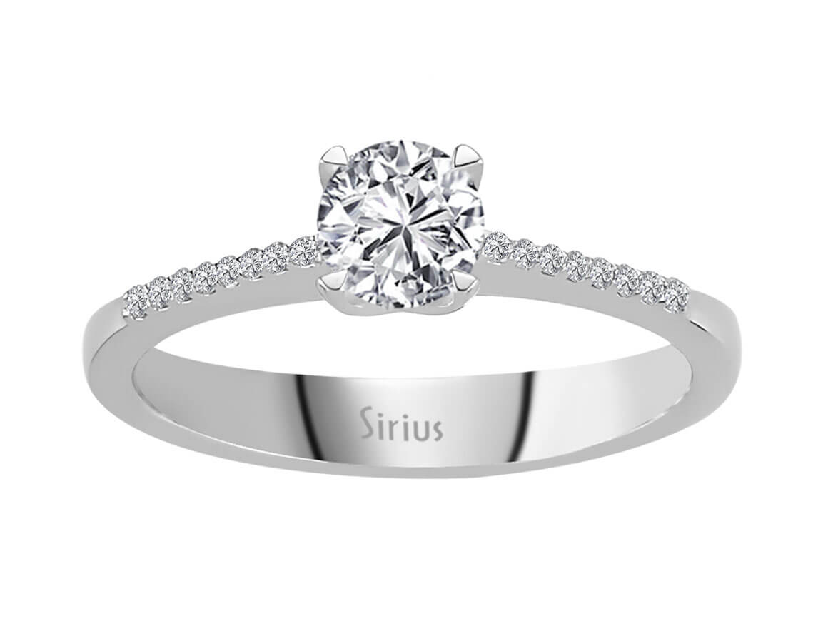 Delicate solitaire and pavé diamond ring with lab-grown diamonds | 14-karat White Gold - high-quality Jewelry from Rosy Lab Diamonds