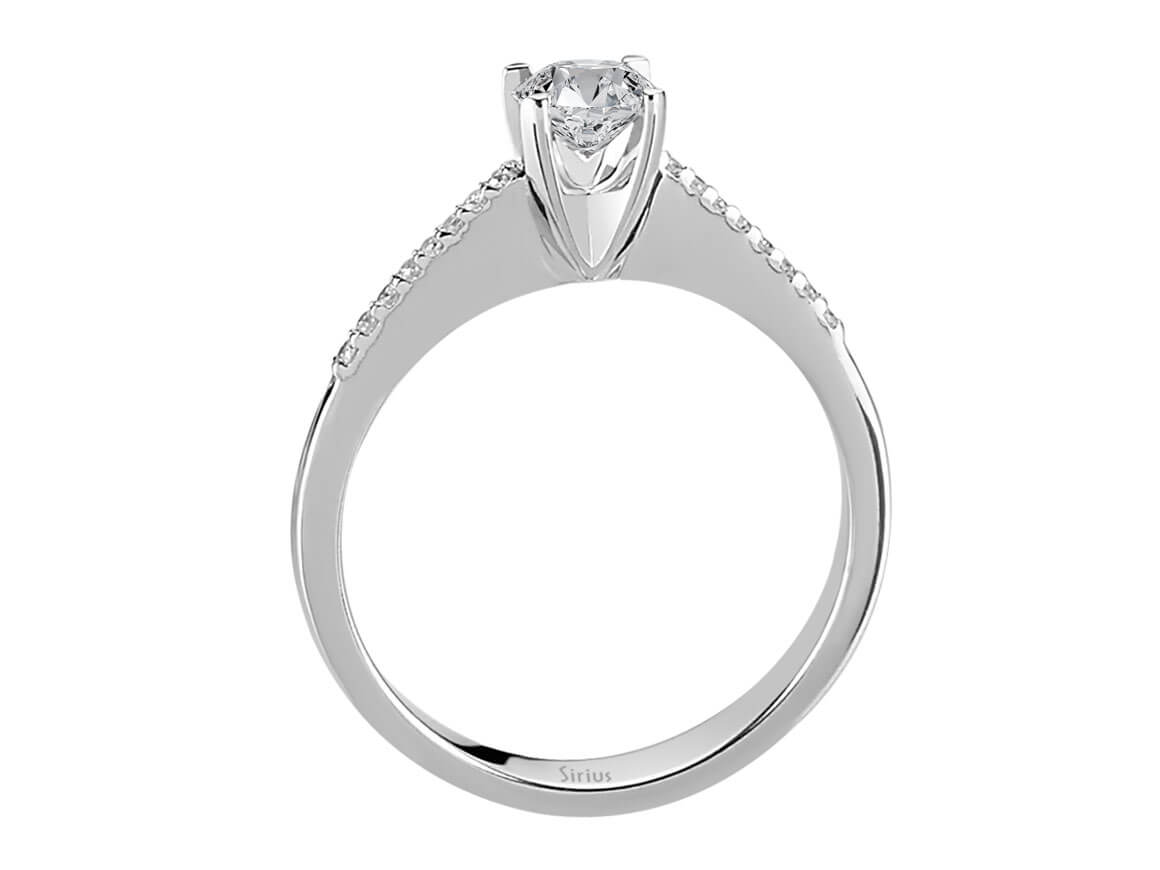 Delicate solitaire and pavé diamond ring with lab-grown diamonds | 14-karat White Gold - high-quality Jewelry from Rosy Lab Diamonds