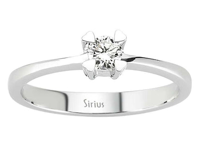 Feiner Solitär-Ring mit Runddiamant aus 14 Karat Weißgold