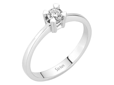 Feiner Solitär-Ring mit Runddiamant aus 14 Karat Weißgold