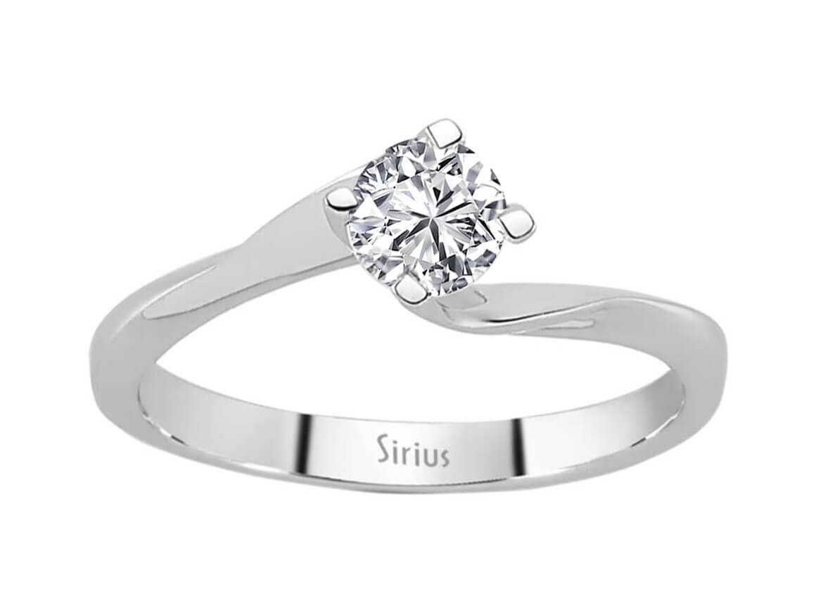 Bague solitaire moderne avec diamant rond en Or Blanc 14 carats – Diamant de Laboratoire – Bijoux haut de gamme de Rosy Lab Diamonds