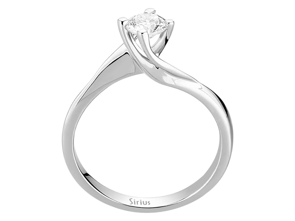 Bague solitaire moderne avec diamant rond en Or Blanc 14 carats – Diamant de Laboratoire – Bijoux haut de gamme de Rosy Lab Diamonds